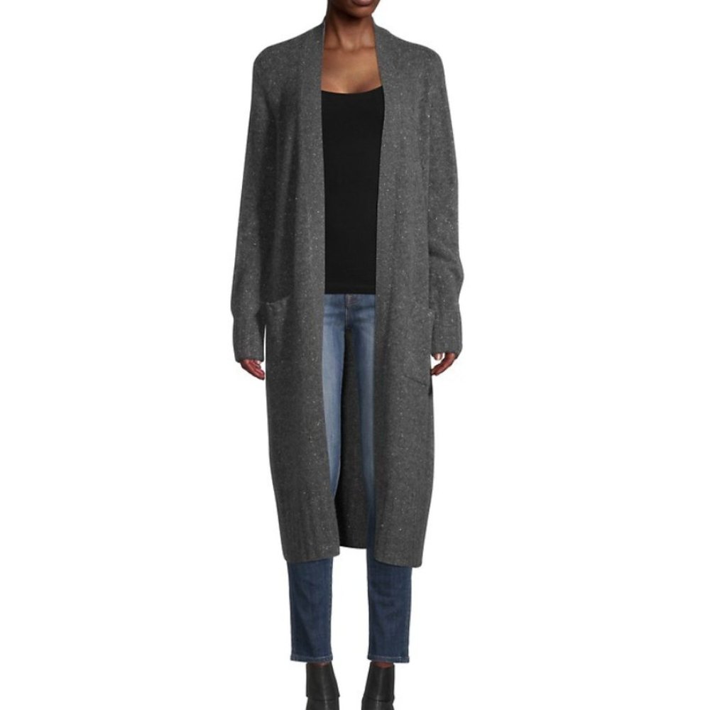 SAKS Open-Front Cashmere Duster Cardigan Sweater